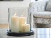 Warmstead Furniture - Ashley Furniture - Saskia Candle Holder - Candle Holder / Clear/Black - A2000846